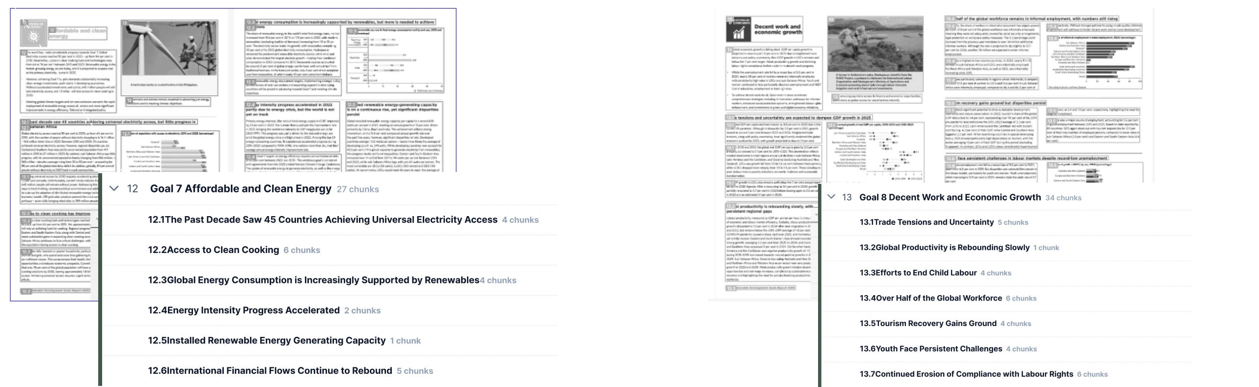 Sample documents requiring sectioning for a table of contents